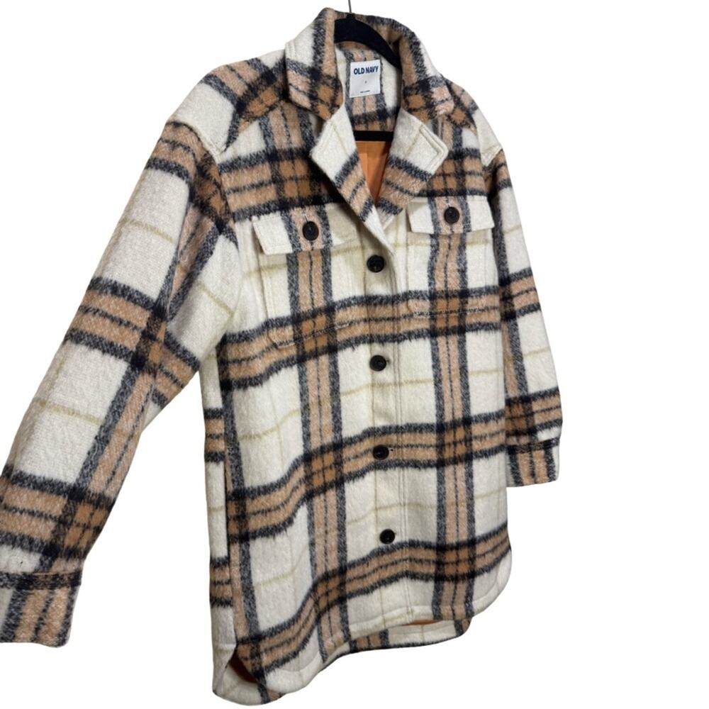 Old Navy Printed Flannel Long Utility Shacket for Women - S - Picture 3 of 8